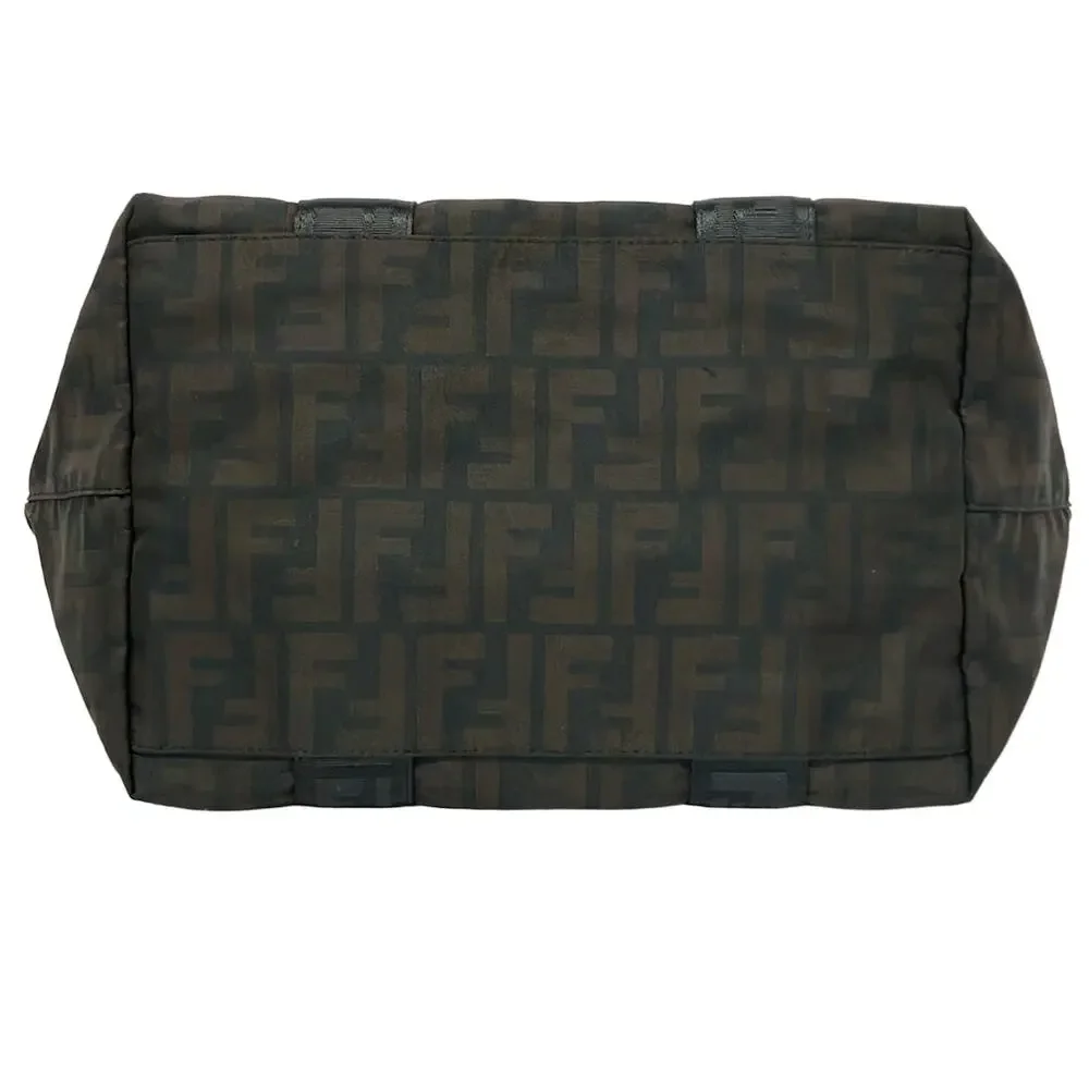 Fendi Zucca Handbag 7VA240 Dark Brown Black Nylon Leather